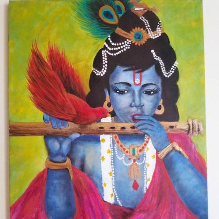 Lord Krishna painting art by Jesse Belle Deutschendorf. 
